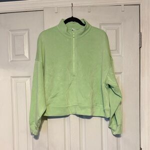 NWOT All in Motion Light Green Half-Zip Crop Pullover